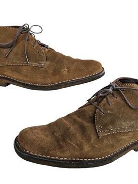 Johnston & Murphy Mens 11M Brown Suede Sheepskin Chukka Boots Leather Lace Up